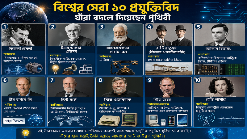 বিশ্বের সেরা ১০ প্রযুক্তিবিদ: যাদের আবিষ্কার বদলে দিয়েছে পৃথিবী