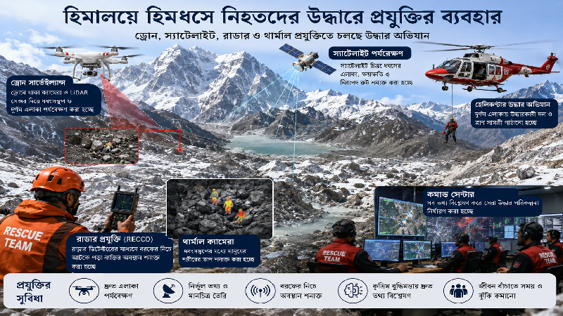 হিমালয়ে হিমধসে নিহতদের উদ্ধারে প্রযুক্তির ব্যবহার