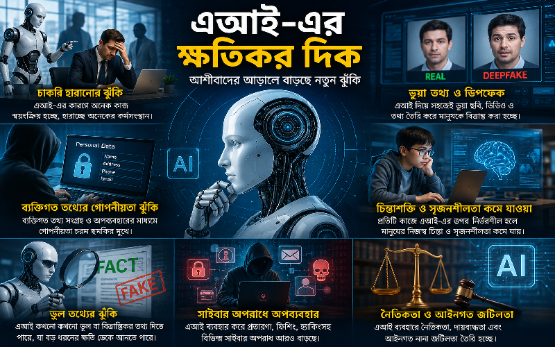 এআইয়ের ক্ষতিকর দিক: আশীর্বাদের আড়ালে বাড়ছে নানা ঝুঁকি